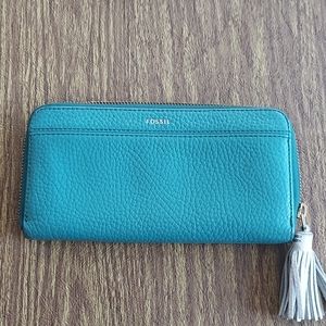 Leather tasselled wallet